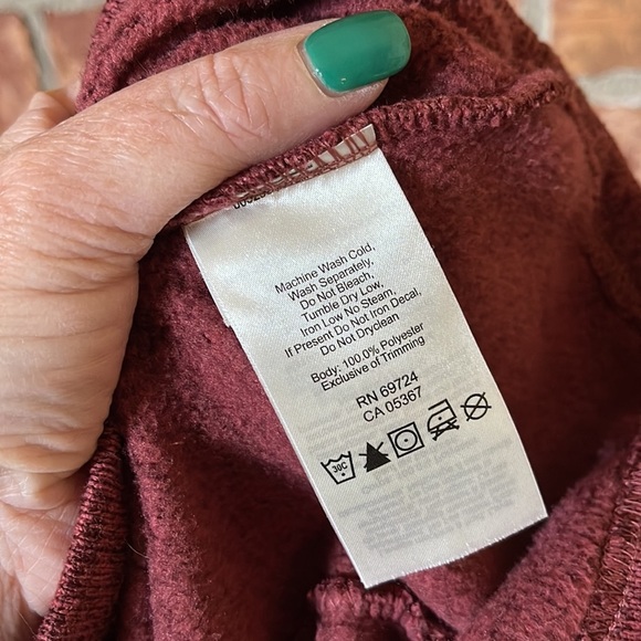 Columbia 5 Button Maroon Heathered Hooded Sweatshirt - Picture 6 of 6